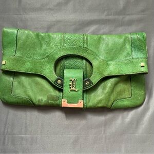 L.A.M.B. Gwen Stefani Clutch Y2K Foldable Leather Bag Stains Read Description